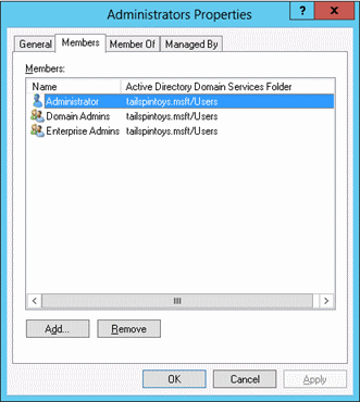 显示在何处选择“新建”以便可以保护 Active Directory 中的管理员组的屏幕截图。