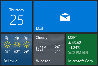 次级磁贴的屏幕截图