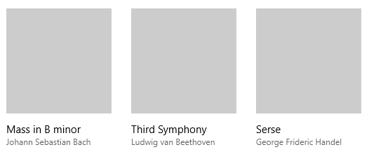 方形图像与文本的网格视图示例