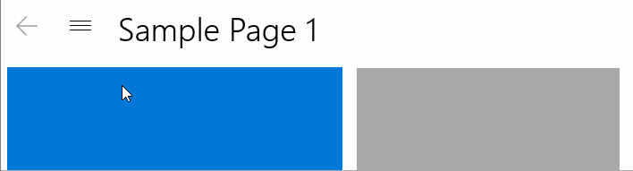 显示导航视图控件“后退”按钮的更新行为的简短视频。