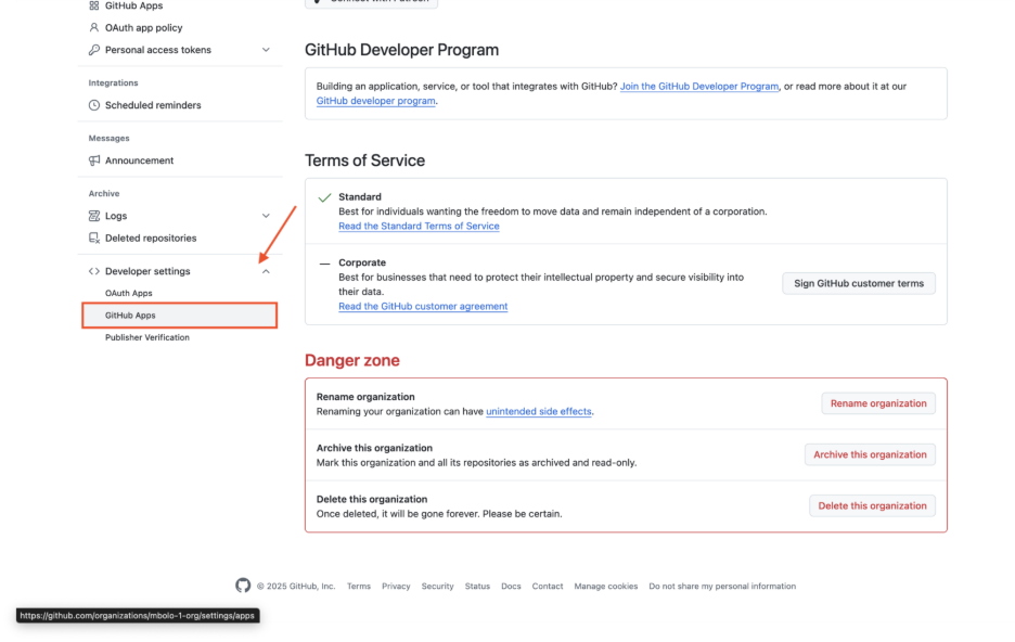 GitHub 截圖，並標示 GitHub 應用程式