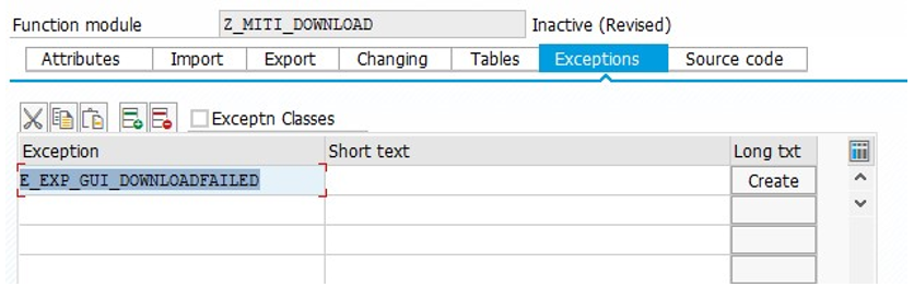 顯示 [例外狀況] 索引標籤的螢幕擷取畫面。
