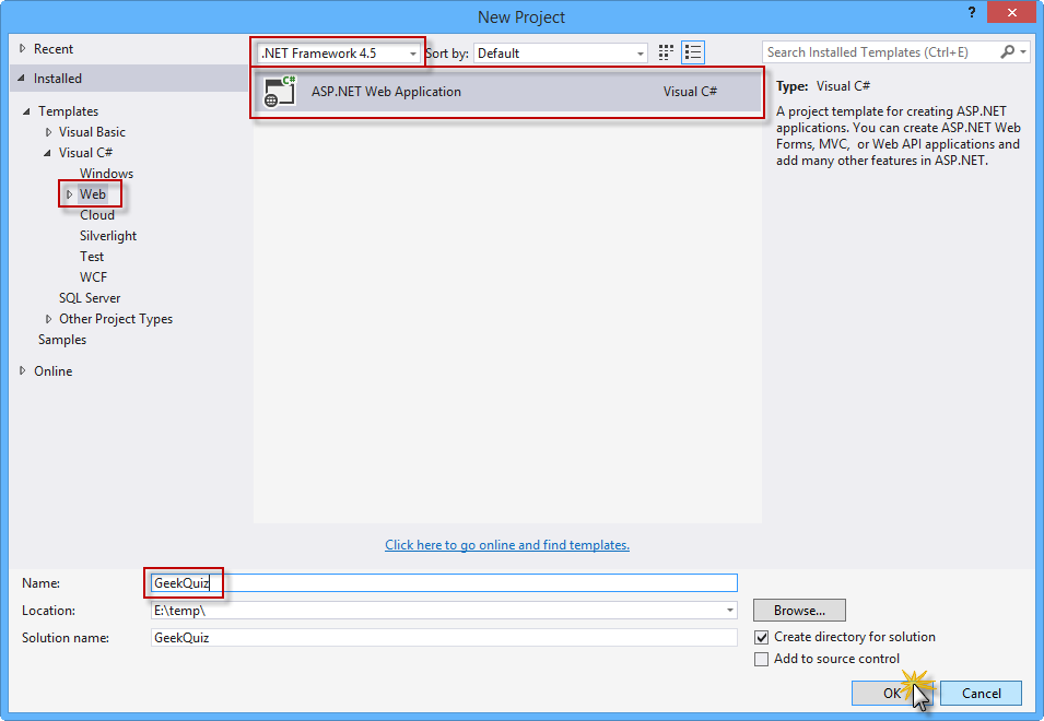 建立新的 ASP.NET Web 應用程式專案 建立新的 ASP.NET Web 應用程式專案