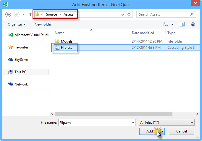 從資產中新增 Flip.css css檔案 從資產中新增 Flip.css css檔案