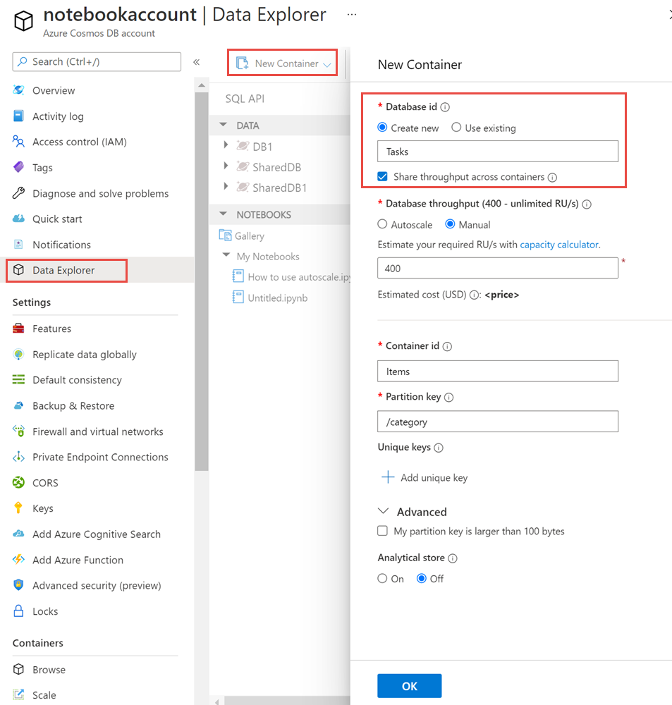 新資料庫對話框截圖