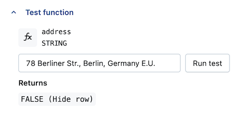 範例 ABAC 列過濾器遮罩功能測試。