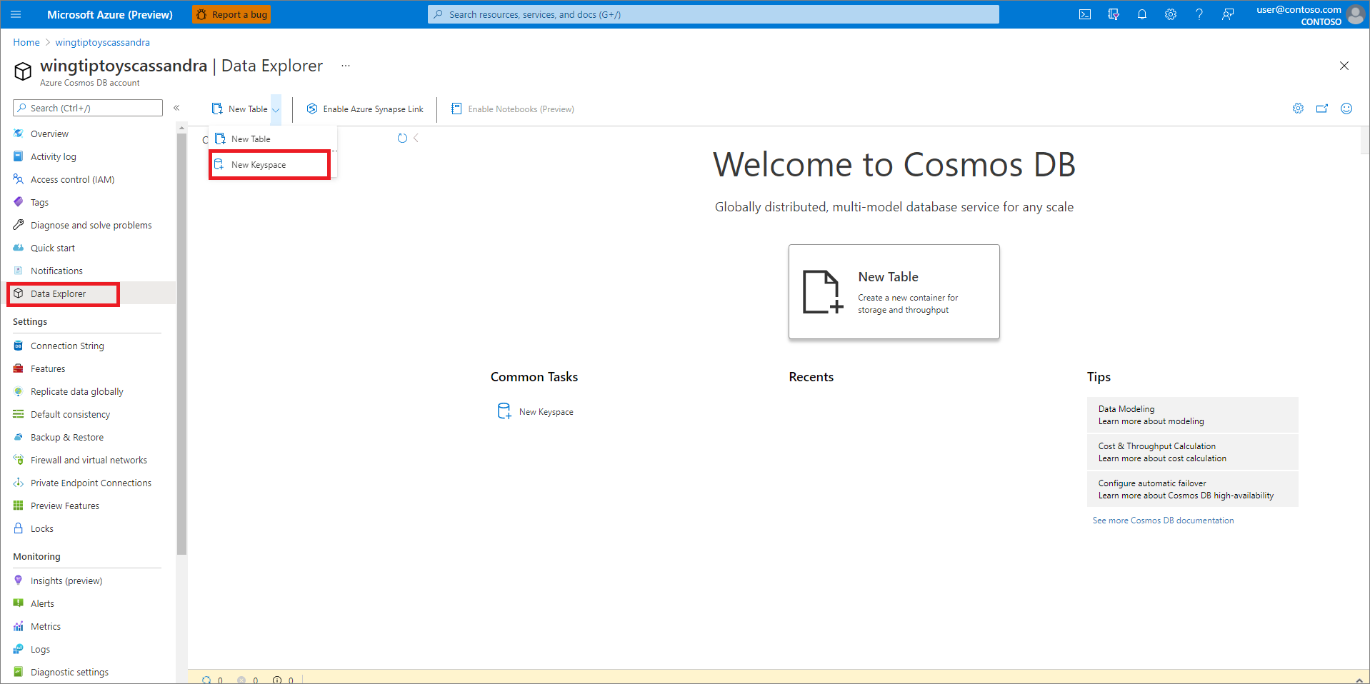 選取新的鍵空間。
