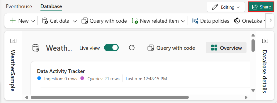 螢幕快照，顯示畫面右上方的 [共用] 按鈕。