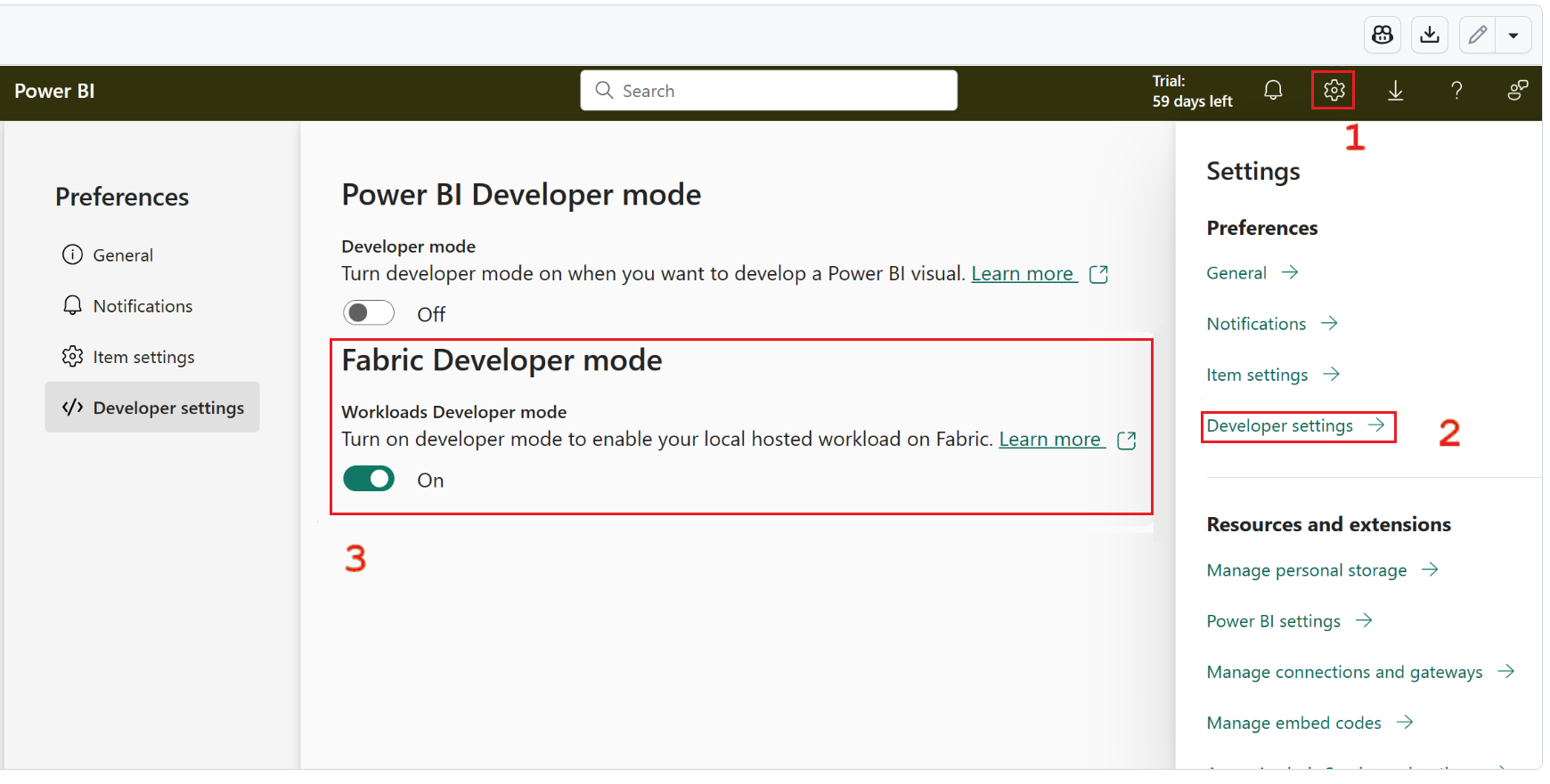開發人員模式中的產品切換器範例的螢幕擷取畫面。
