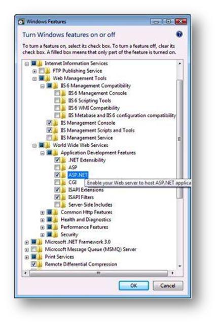 [Windows 功能] 窗格的螢幕快照，其中已選取展開功能表中的 [S P 點 Net 開發] 功能。