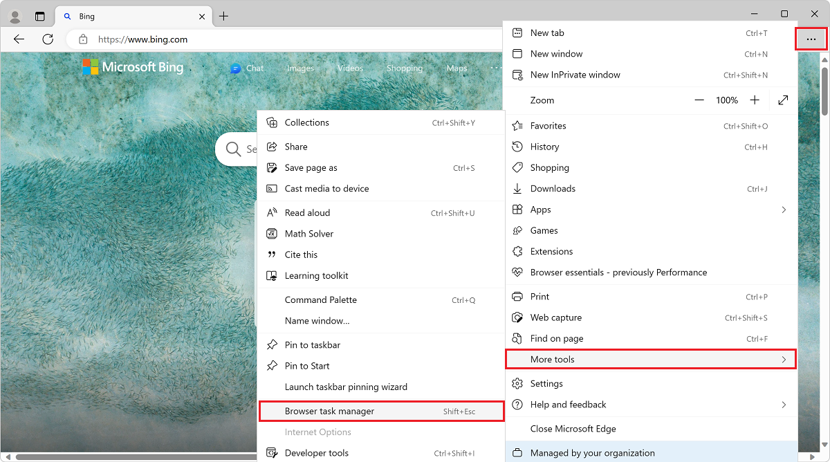 開啟 Microsoft Edge 瀏覽器工作管理員
