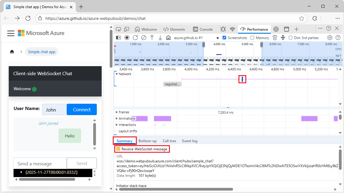 接收 WebSocket 訊息