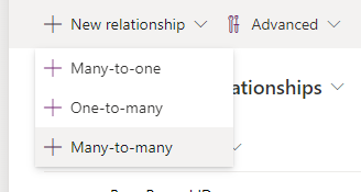 Screenshot of the Many-to-many relationship selected.