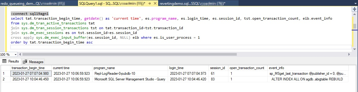 此螢幕快照顯示任何開啟交易的開始時間和目前時間。