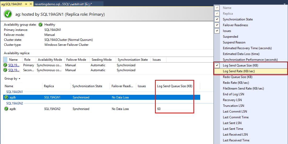 顯示新增記錄傳送佇列大小的螢幕快照。