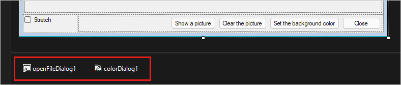 螢幕快照顯示設計工具底部的對話框元件。