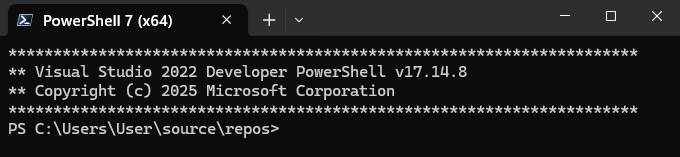 Visual Studio 中開發者 PowerShell 工具的截圖。