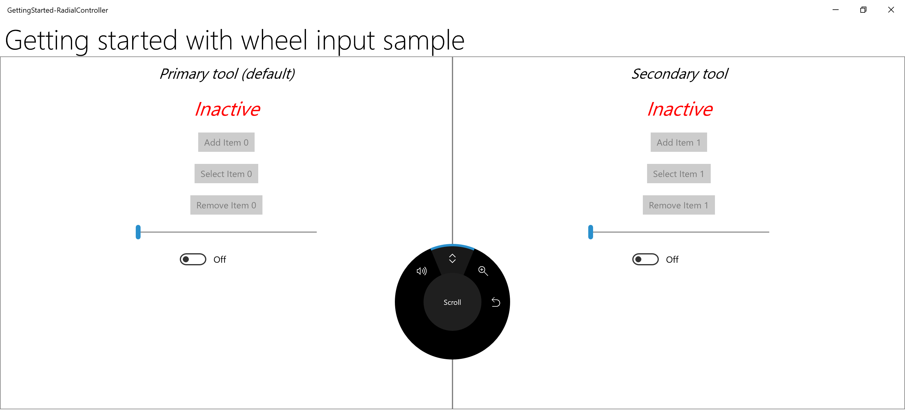 螢幕上的 RadialController