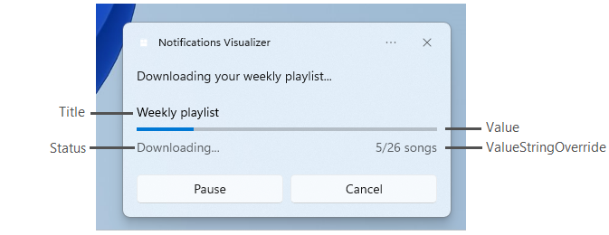 帶有進度列的通知